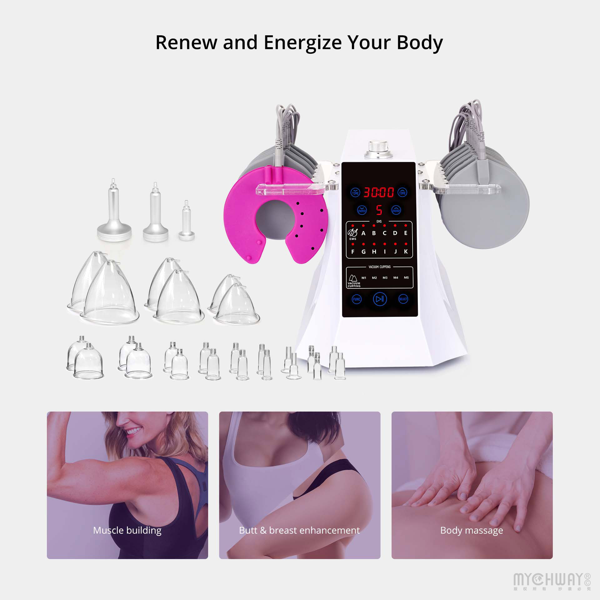 electric ems muscle stimulation body massage vacuum butt lift breast enlargement beauty machine
