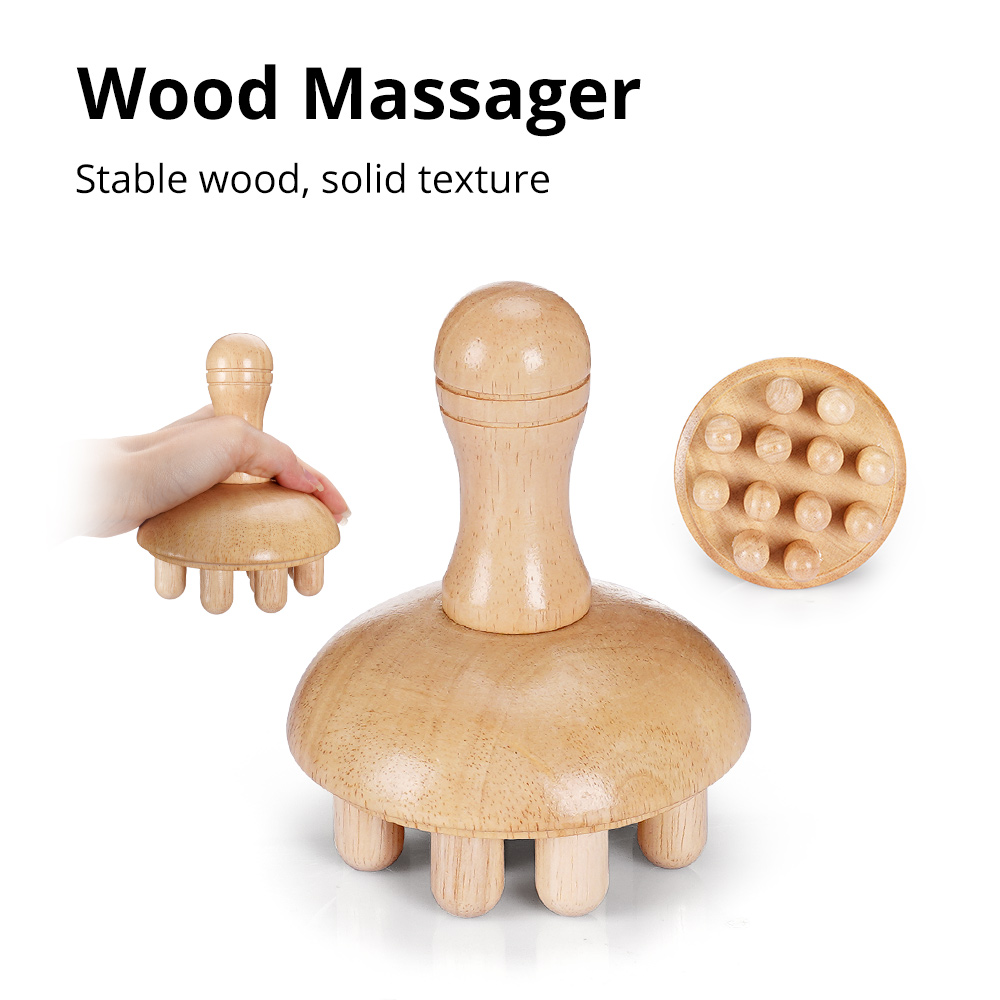 head massager wooden spa therapy mushroom tool head massage wood massager