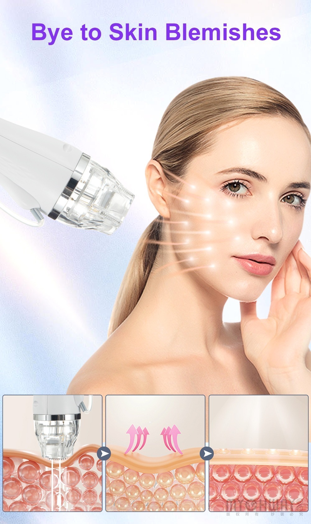 gold micro crystal rf machine cold hammer skin tightening pore refining for spa