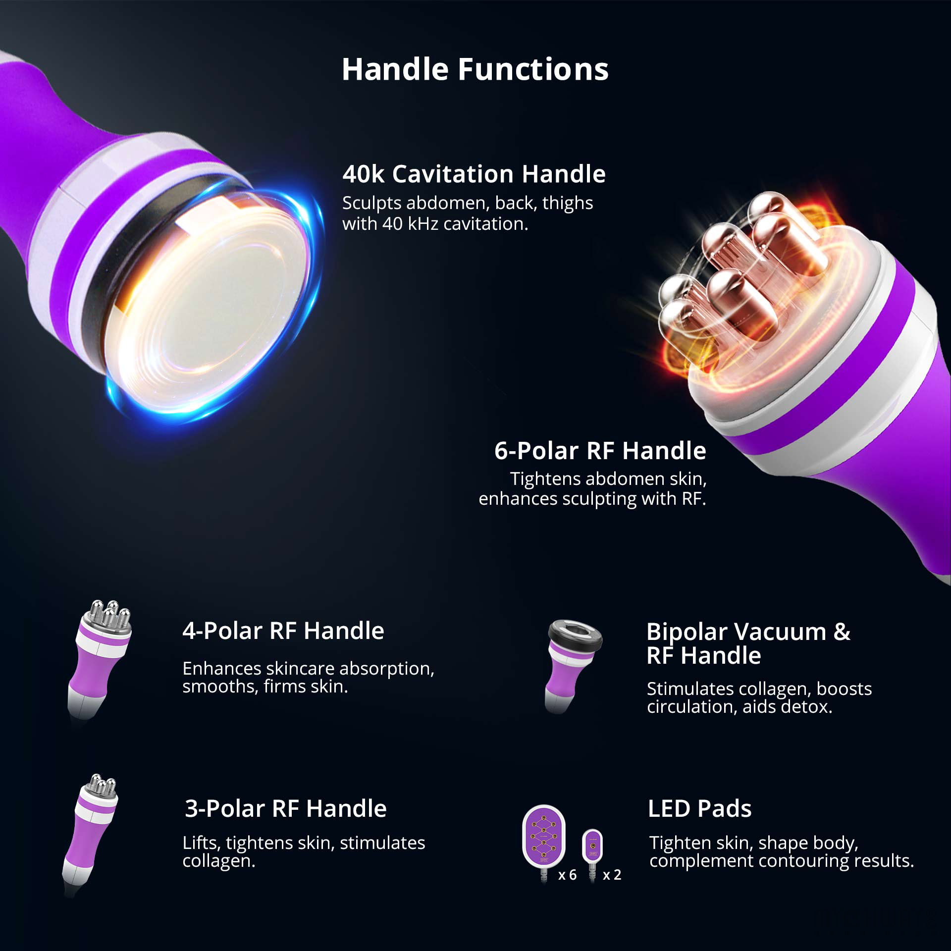 6 in 1 cavitation 2.0 40k vacuum body sculpting rf slim beauty machine
