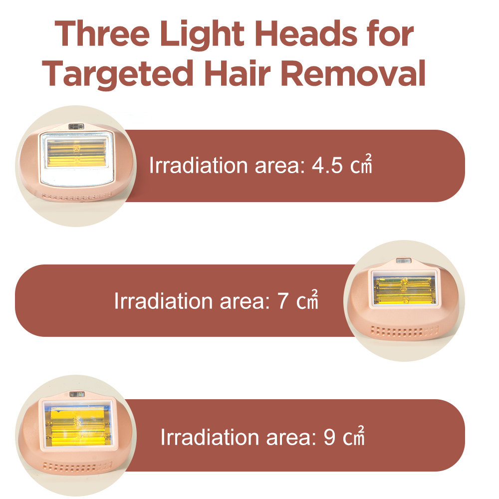 ipl hair removal device with 3 light head 10 energy level 3 mode skinrecognition