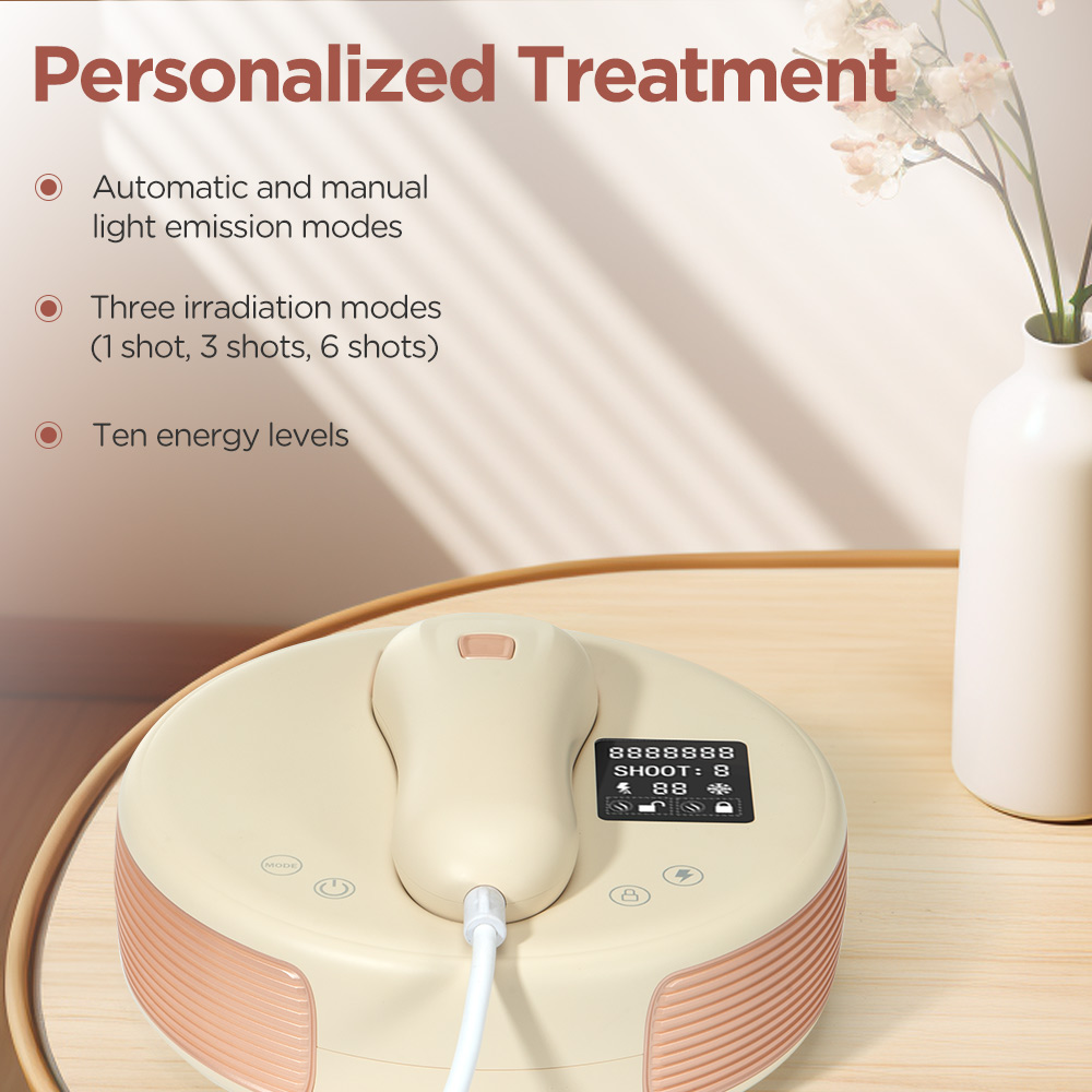 ipl hair removal device with 3 light head 10 energy level 3 mode skinrecognition