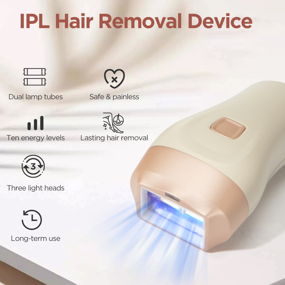 ipl hair removal device with 3 light head 10 energy level 3 mode skinrecognition