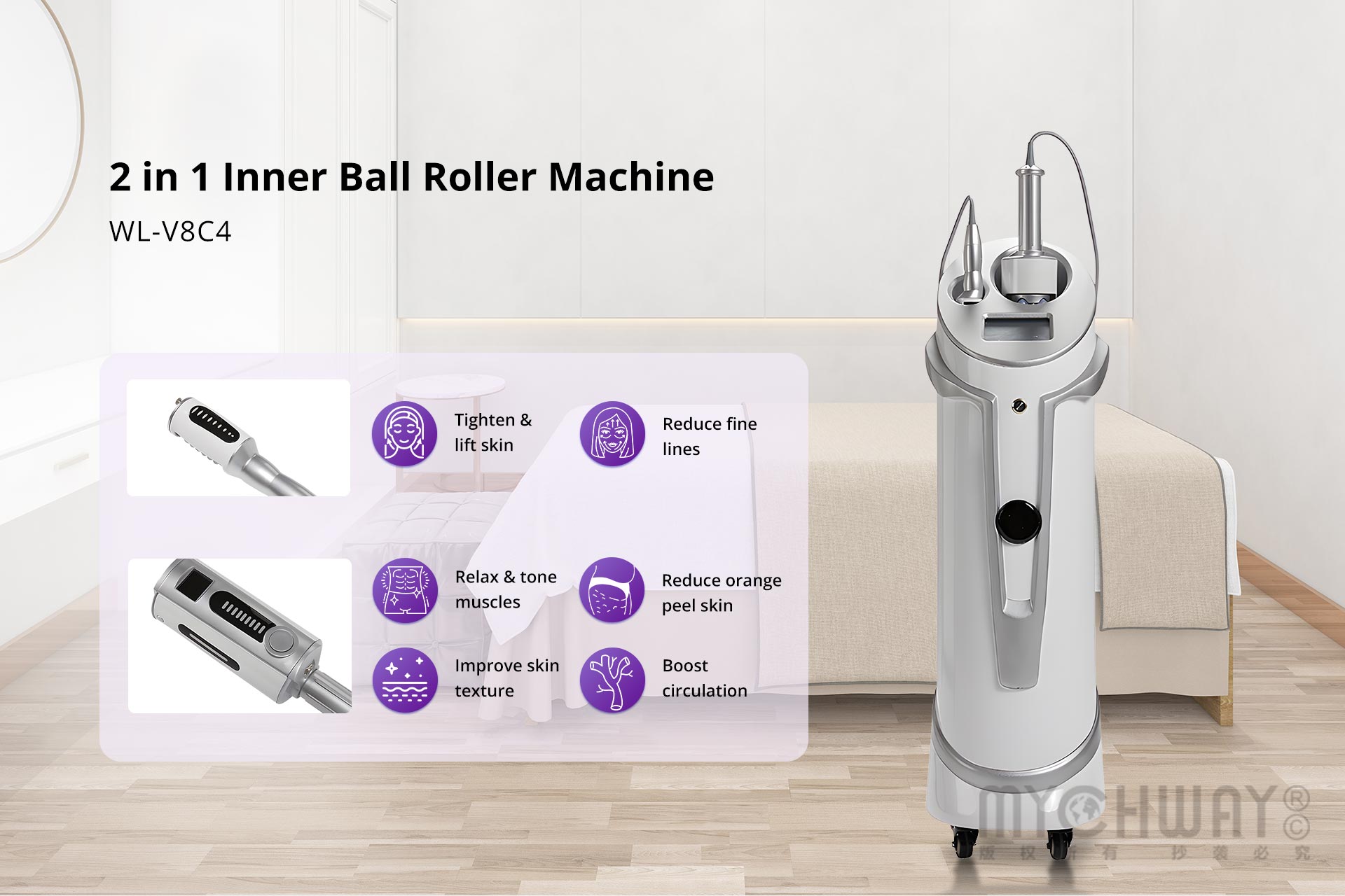 dual handle inner ball roller beauty machine body sculpting face lifting