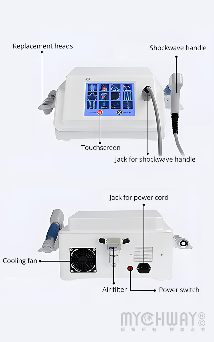 shockwave therapy machine with 5 replacementtip for pain relief physical therapy