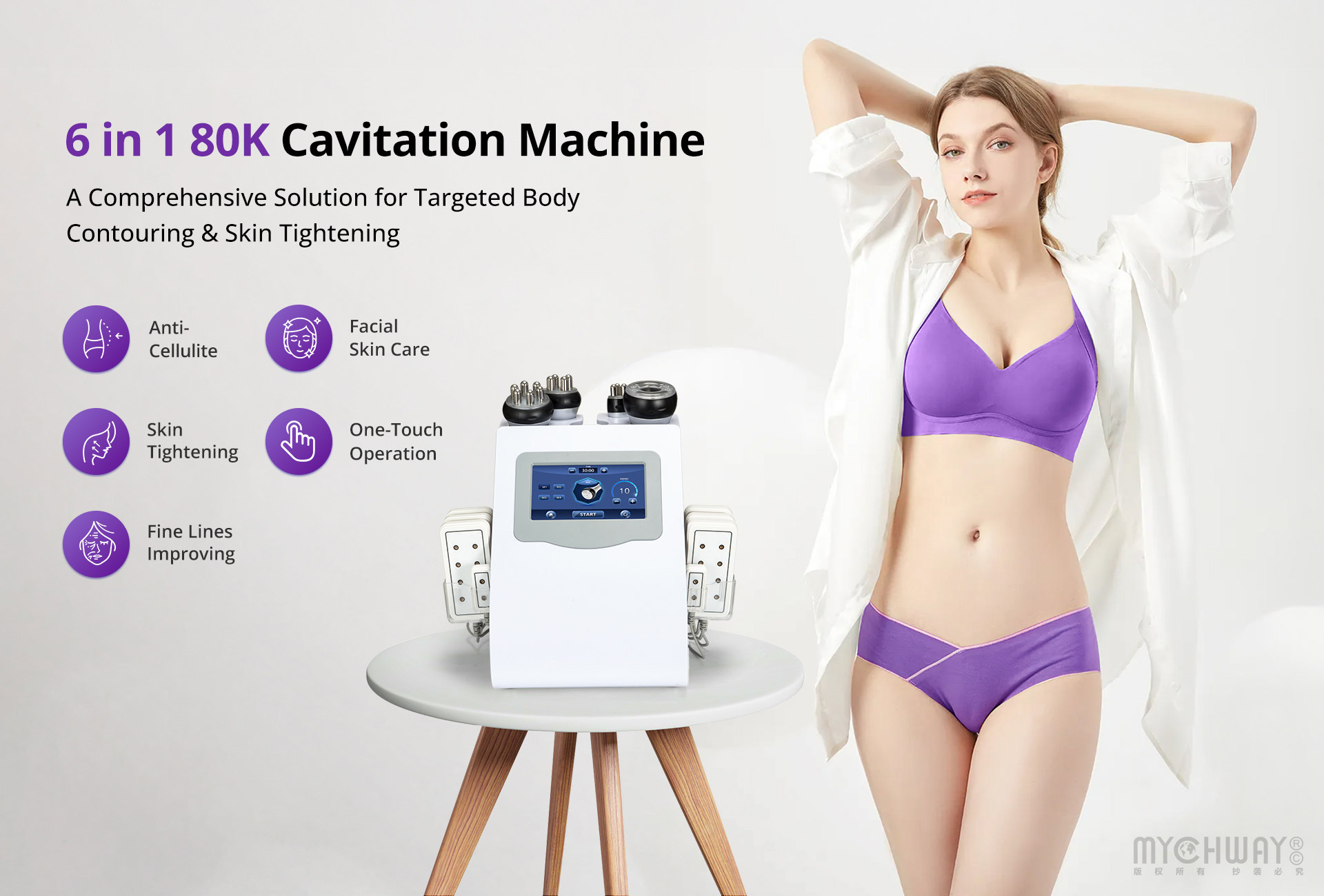 6 in 1 80k cavitation machine with vacuum radiofrequency for body contouring