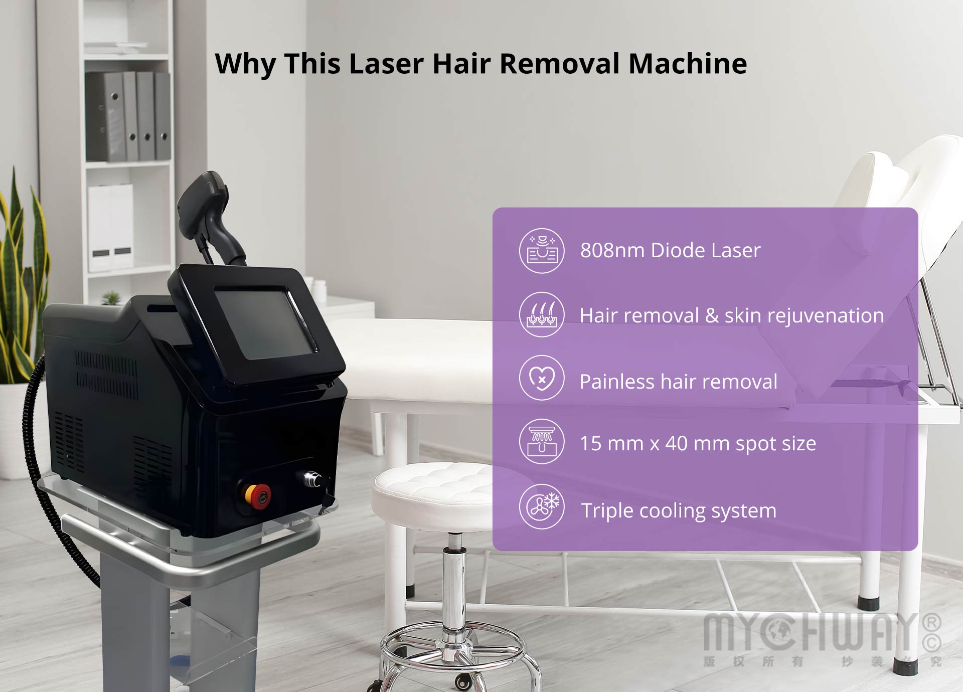 808nm diode laser hair removal machine for permanent painless hair removal