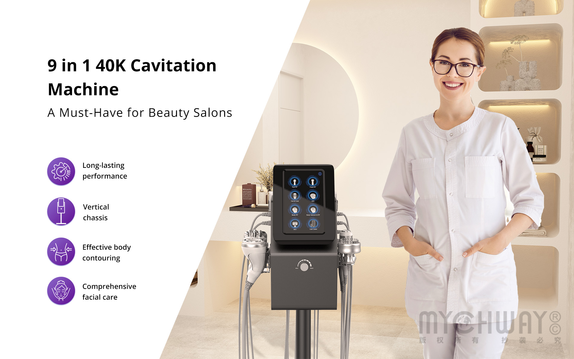 professional 9 in 1 40k lipo cavitation machine for body sculpting & facial care