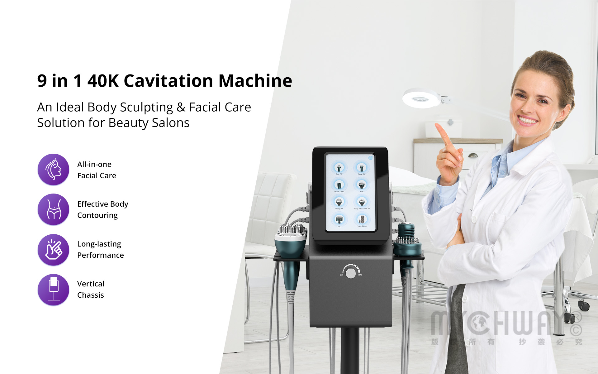pro 9 in 1 40k ultrasonic cavitation machine for body contouring & facial care