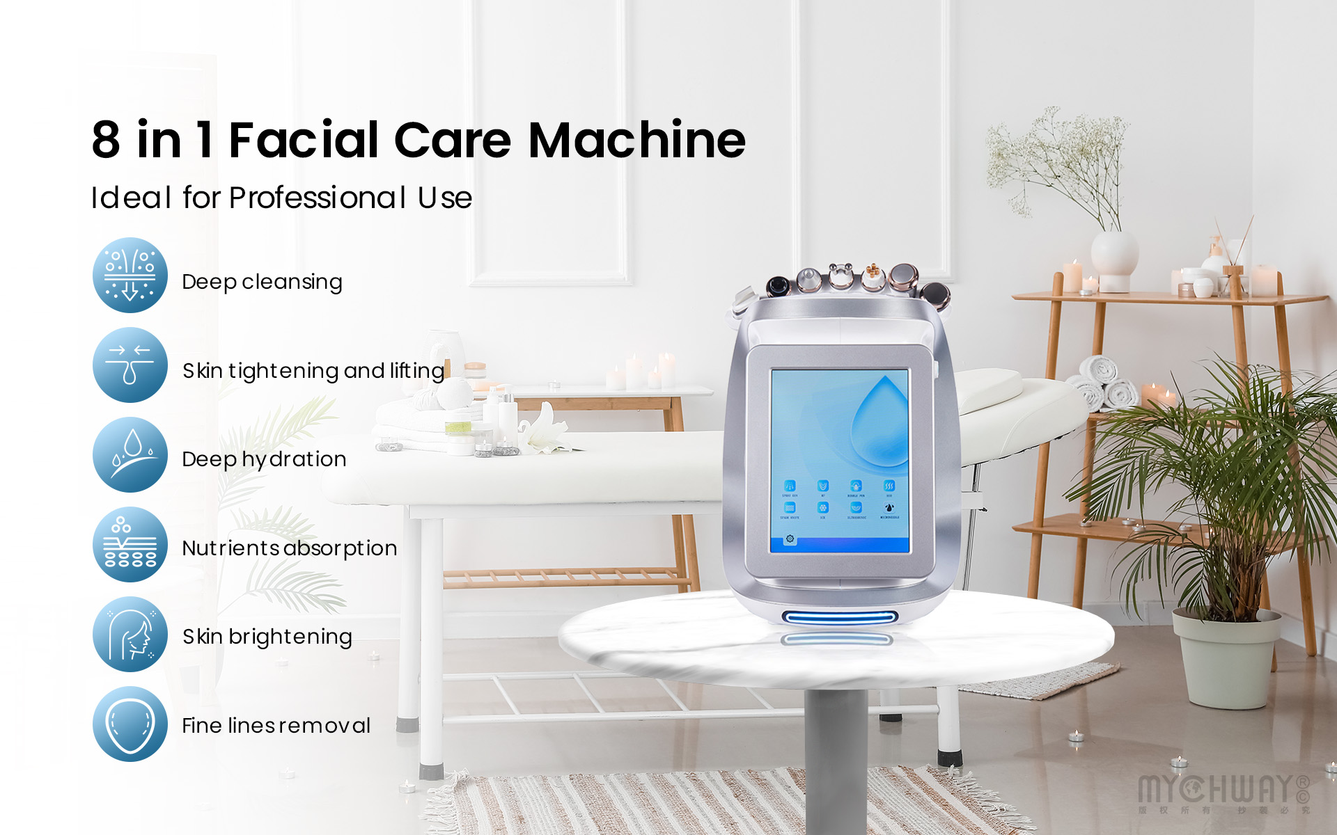 8 in 1 smart ice blue facial care machine for cleansing, hydration, skin lifting