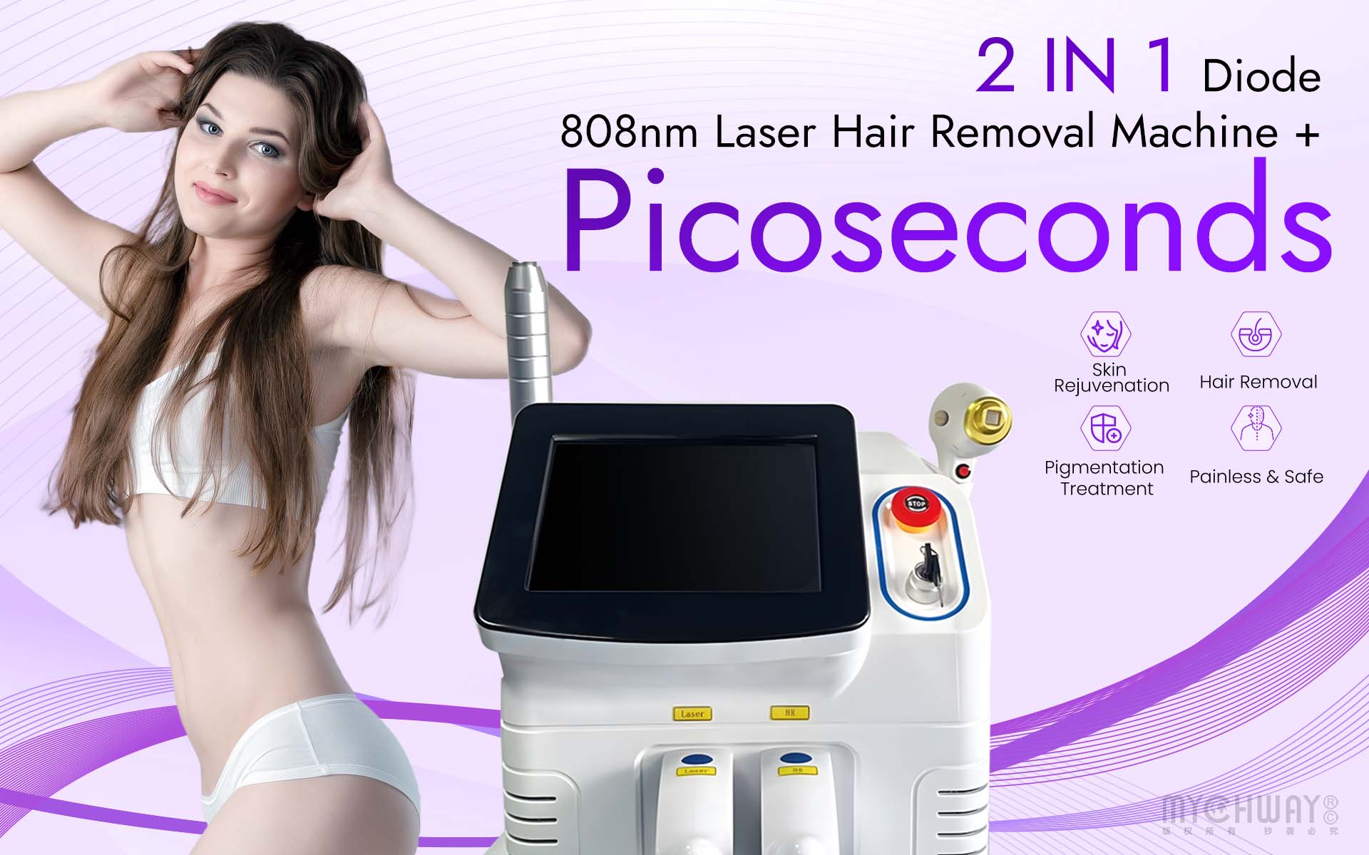 2 in 1 diode 808nm laser hair removal machine pico skin rejuvenation machine