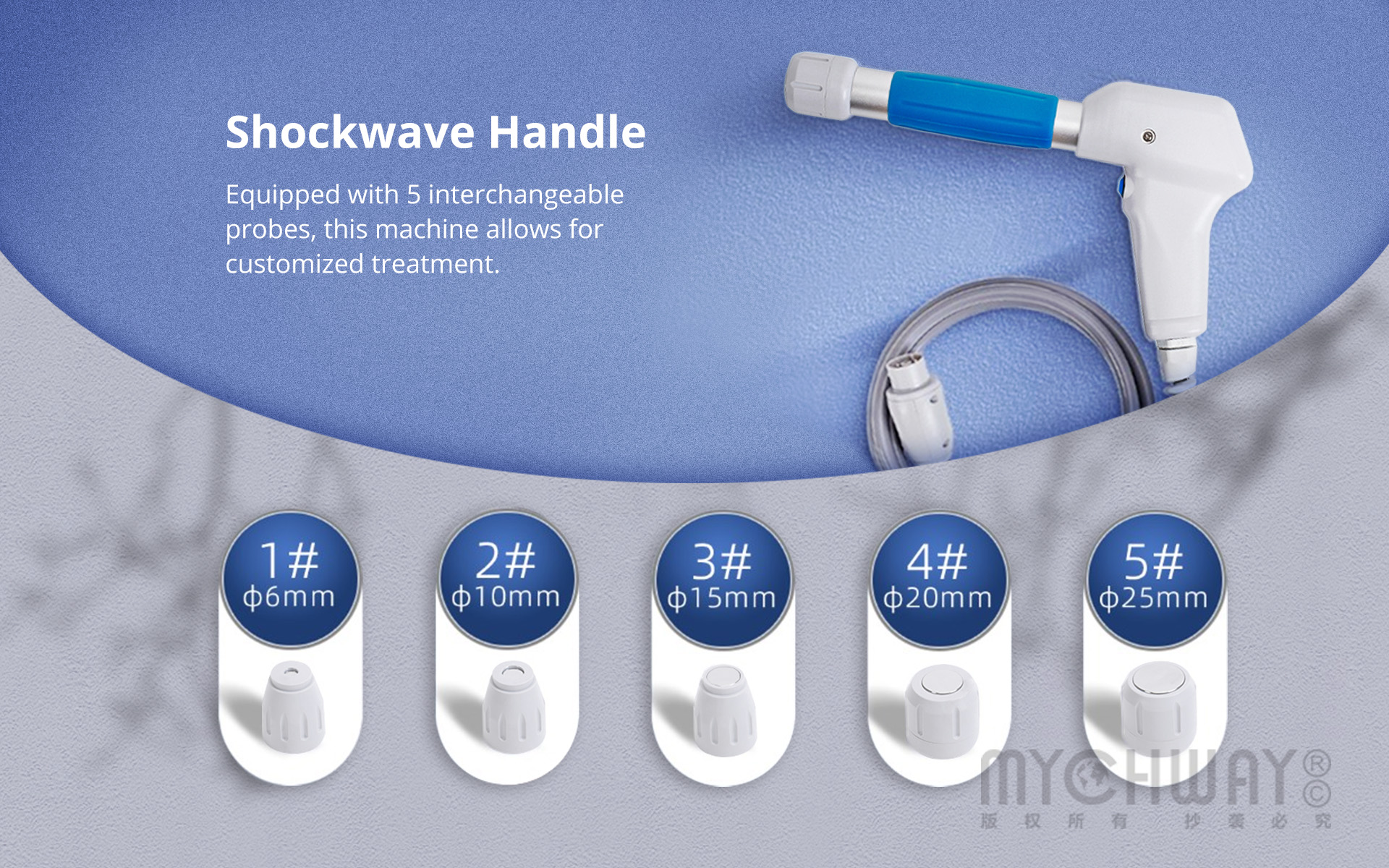 shockwave therapy machine with 5 working head for body pain relief