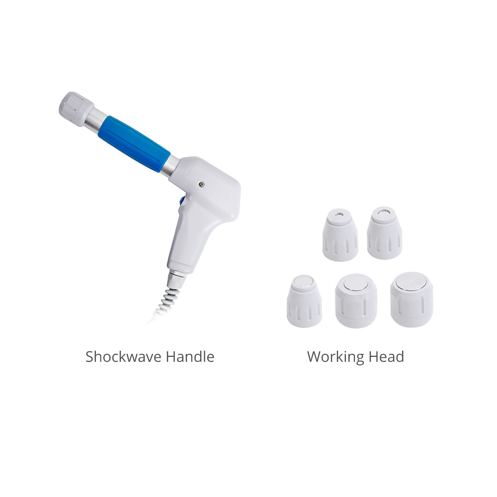 shockwave therapy machine with 5 working head for body pain relief