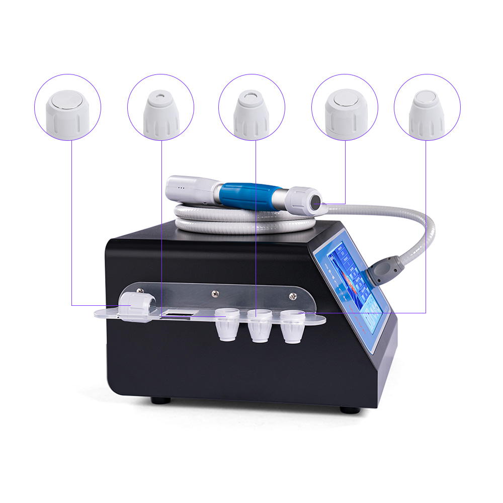 shockwave therapy machine with 5 working head for body pain relief