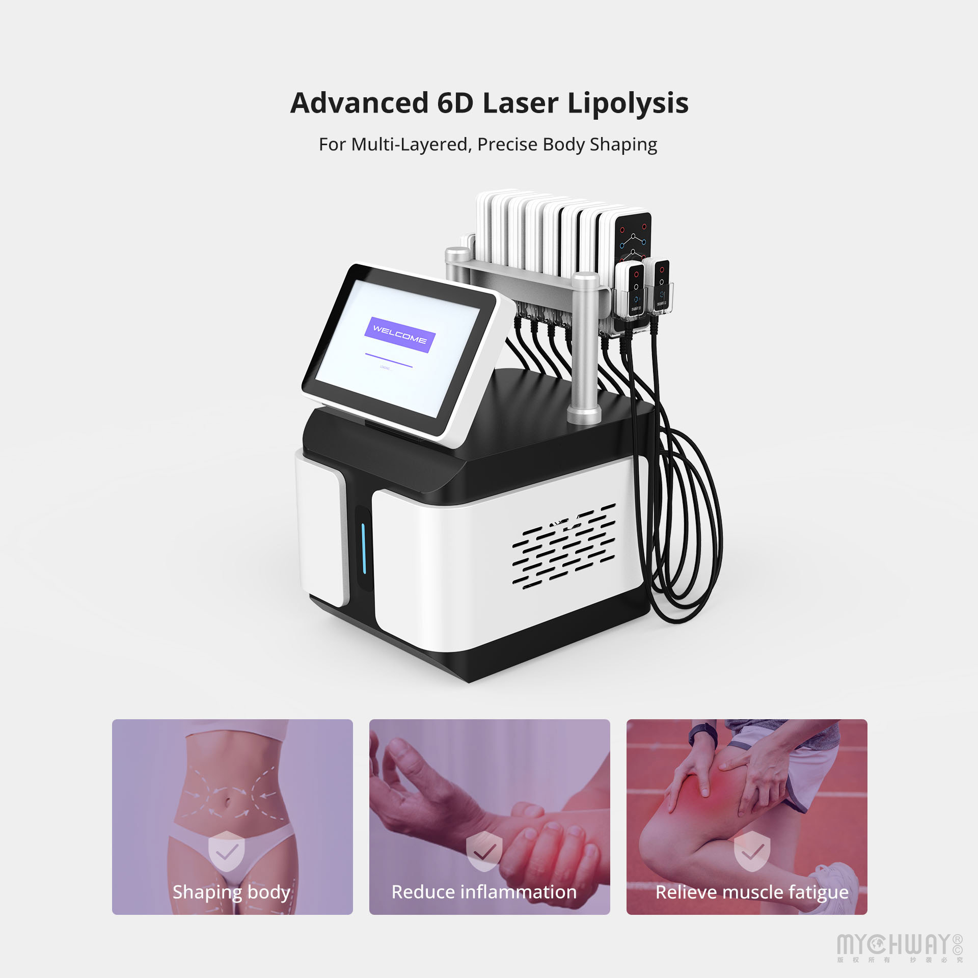 6d lipo laser pads machine with 6 wavelengths 12 160mw pads for body sculpting