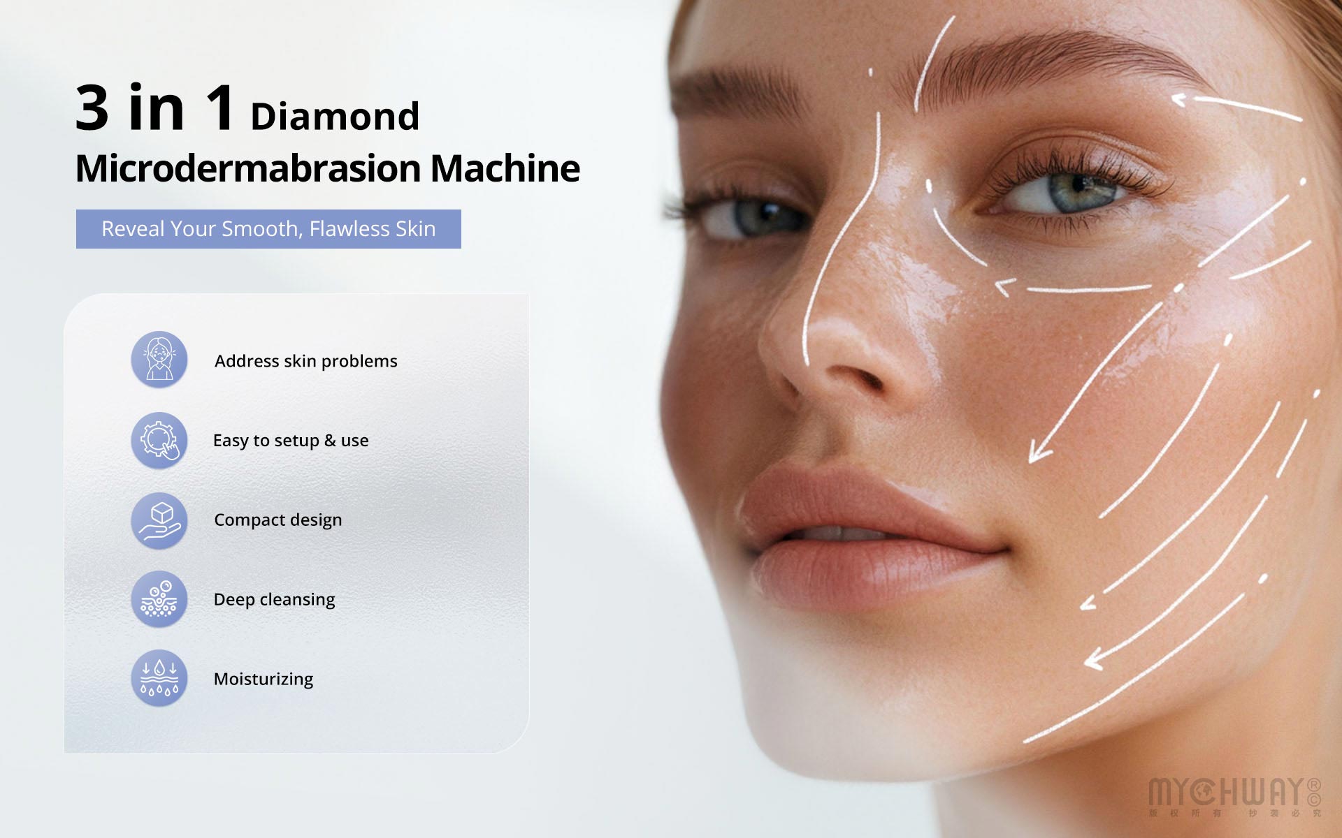 3 in 1 diamond microdermabrasion machine for exfoliation, cleansing, hydration