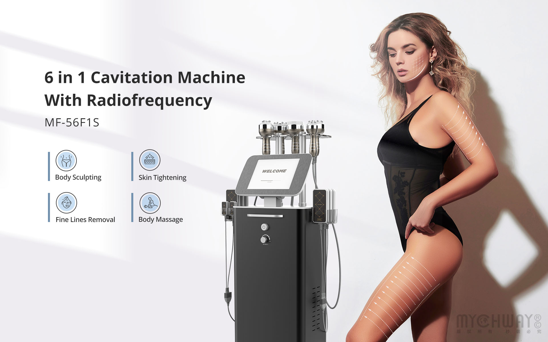 stand 6 in 1 cavitation machine with radiofrequency vacuum for body sculpting