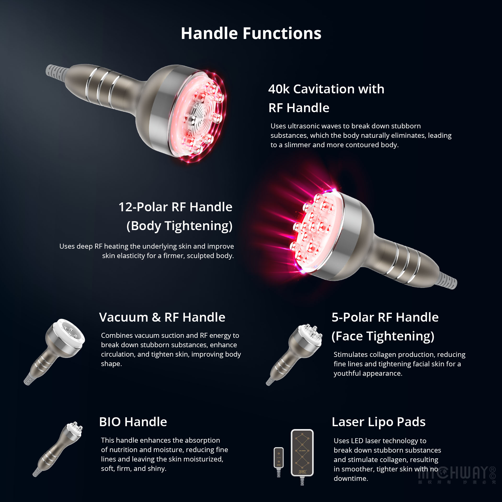 stand 6 in 1 cavitation machine with radiofrequency vacuum for body sculpting