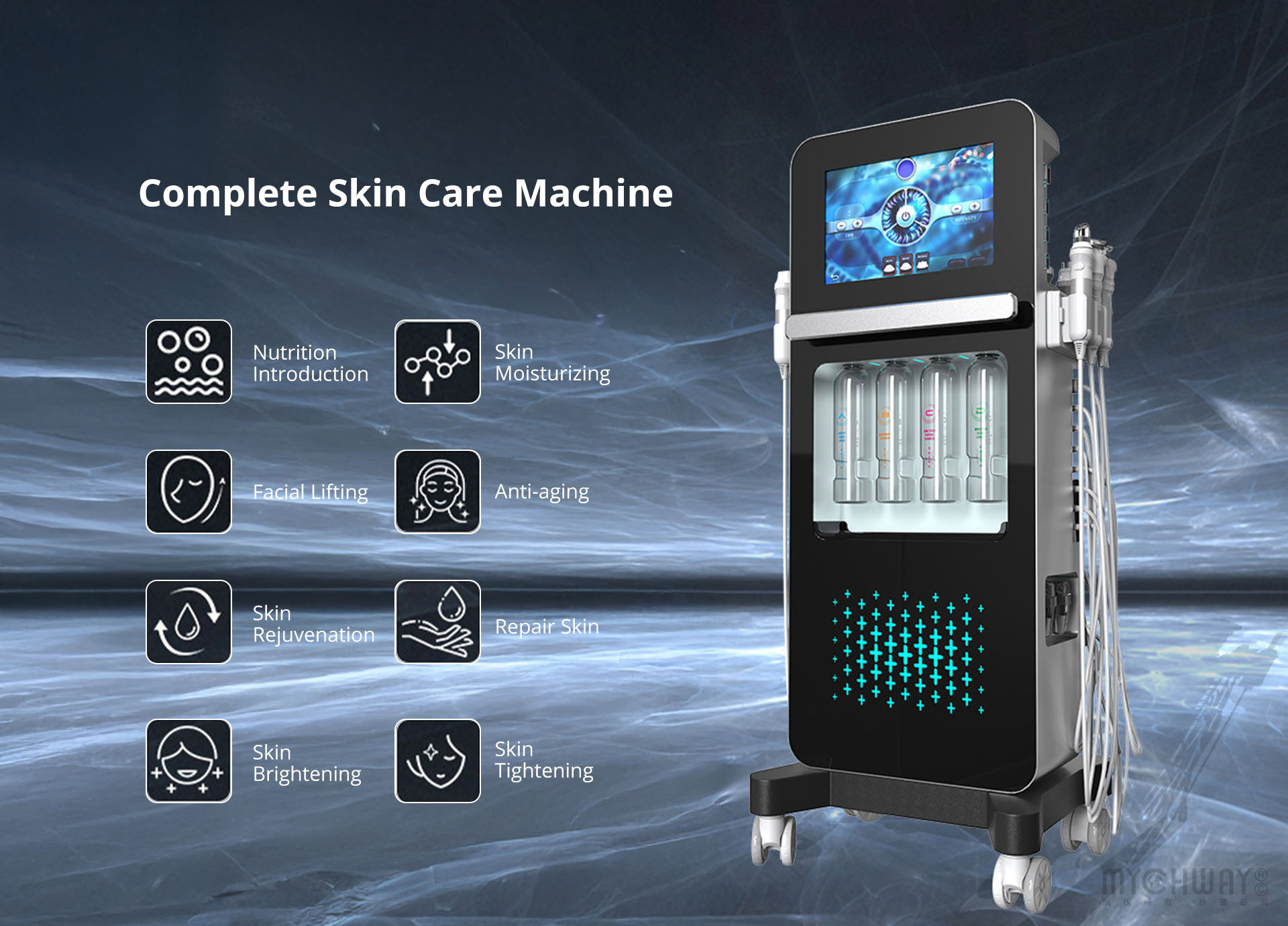 8 in 1 hydro dermabrasion ems ultrasonic machine facial cleansing lifting device