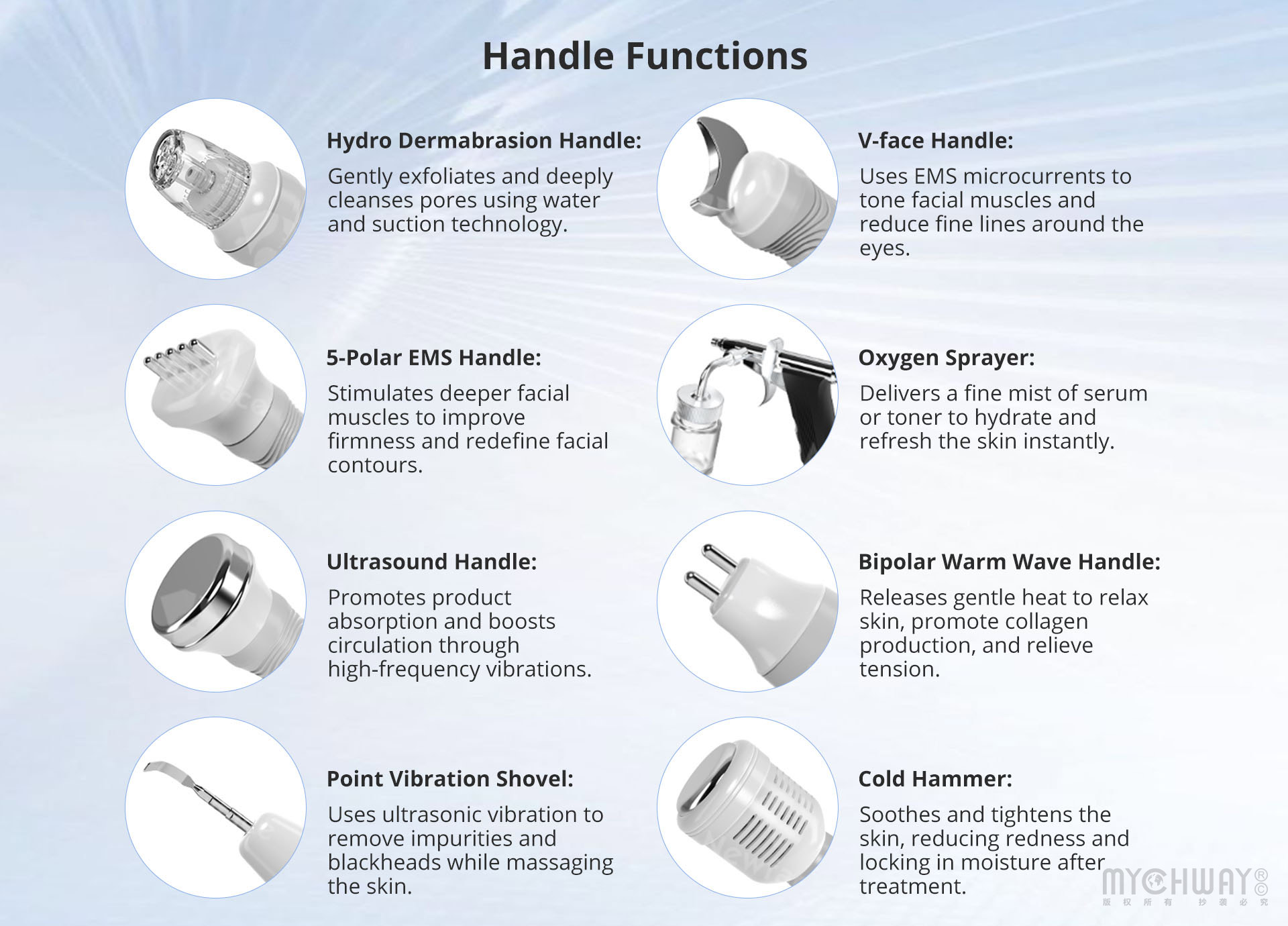 8 in 1 hydro dermabrasion ems ultrasonic machine facial cleansing lifting device