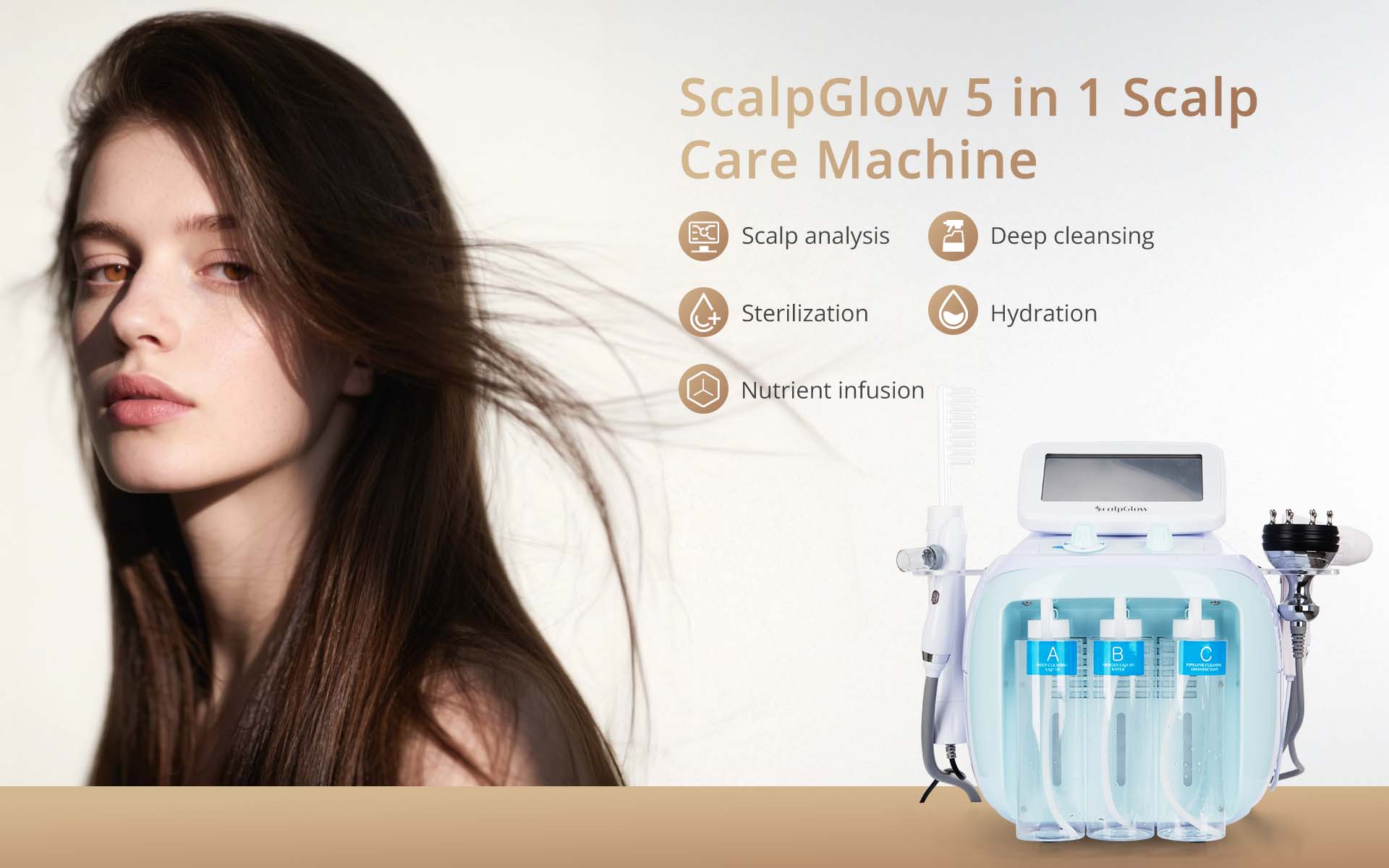 scalpglow 5 in 1 scalp care machine for hair cleansing, moisturizing, nourishing